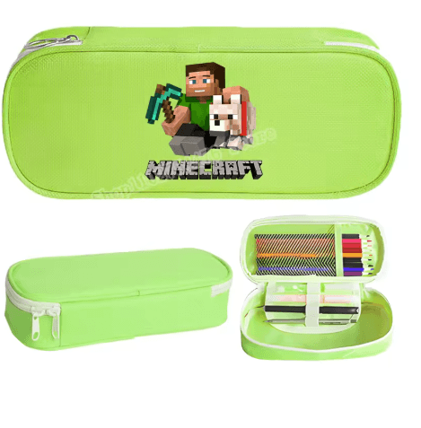 Astuccio scuola blocco pixel, Creeper che emerge dal muro a cubi