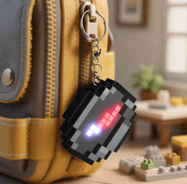 Bussola tascabile pixel LED agganciata allo zaino