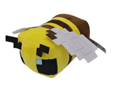 Peluche pixel ape gialla e nera con ali a blocchi